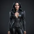 Alluring matte portrait of a beautiful Yennefer wearing a black leather full body suit, 8k, Highly Detailed, Intricate, Realistic, Sharp Focus, Volumetric Lighting, Fantasy, Elegant by Stanley Artgerm Lau, WLOP