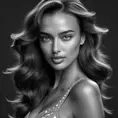 Alluring black and white portrait of a beautiful Irina Shayk, 8k, Highly Detailed, Intricate, Half Body, Realistic, Sharp Focus, Volumetric Lighting, Fantasy, Elegant by Stanley Artgerm Lau