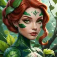 Closeup matte portrait of a tattooed Poison Ivy, 8k, Highly Detailed, Intricate, Artstation, Matte Painting, Sharp Focus, Concept Art by Stanley Artgerm Lau, Greg Rutkowski