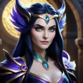 Alluring matte portrait of a beautiful Morgana from League of Legends in the style of Stefan Kostic, 8k, High Definition, Highly Detailed, Intricate, Half Body, Realistic, Sharp Focus, Fantasy, Elegant