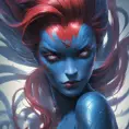 Alluring matte portrait of a beautiful Mystique from Xmen in the style of Stefan Kostic, 8k, Highly Detailed, Intricate, Half Body, Realistic, Sharp Focus, Volumetric Lighting, Fantasy, Elegant by Stanley Artgerm Lau, Greg Rutkowski