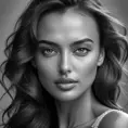 Alluring black and white portrait of a beautiful Irina Shayk, 8k, Highly Detailed, Intricate, Half Body, Realistic, Sharp Focus, Volumetric Lighting, Fantasy, Elegant by Stanley Artgerm Lau