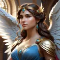 Alluring matte portrait of a beautiful Kassandra with wings, 8k, Highly Detailed, Intricate, Half Body, Realistic, Sharp Focus, Volumetric Lighting, Fantasy, Elegant by Stanley Artgerm Lau, Alphonse Mucha, WLOP