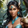 Alluring matte portrait of a beautiful Nidalee in the style of Stefan Kostic, 8k, Highly Detailed, Intricate, Half Body, Realistic, Sharp Focus, Volumetric Lighting, Fantasy, Elegant by Stanley Artgerm Lau, Greg Rutkowski