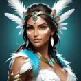 Alluring matte portrait of a beautiful Nidalee wearing feathers, 8k, Highly Detailed, Intricate, Half Body, Realistic, Sharp Focus, Volumetric Lighting, Fantasy, Elegant by Stanley Artgerm Lau, Alphonse Mucha, WLOP