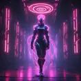 Beautiful woman walking with beatiful and detailed eyes, dynamic pose, slightly athletic beatiful body, Cybernatic and Sci-Fi, Full Body, Cyberpunk, Blade Runner 2049, Neon light effect, Neon, Futurism