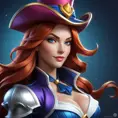 Matte portrait of Miss Fortune from League of Legends, 8k, Highly Detailed, Alluring, Artstation, Magical, Digital Painting, Volumetric Lighting, Concept Art by Stanley Artgerm Lau, Greg Rutkowski