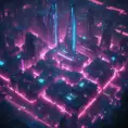 Night City from Cyberpunk 2077, High Resolution, Highly Detailed, Intricate, Artstation, Beautiful, Cyberpunk, Futuristic, Digital Painting, Isometric, Sharp Focus, Concept Art, Elegant