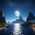 moonrise over the equator, Highly Detailed, Intricate, Cinematic Lighting, Unreal Engine, Radiant, Fantasy