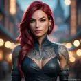 Matte portrait of Katarina with tattoos, 8k, Highly Detailed, Alluring, Artstation, Bokeh effect, Sharp Focus, Volumetric Lighting, Concept Art by Stanley Artgerm Lau, Greg Rutkowski