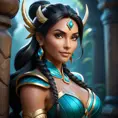 Alluring matte portrait of a beautiful Nidalee in the style of Stefan Kostic, 8k, Highly Detailed, Intricate, Half Body, Realistic, Sharp Focus, Volumetric Lighting, Fantasy, Elegant by Stanley Artgerm Lau, Greg Rutkowski