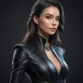 Alluring matte half body portrait of a beautiful Lyx wearing tight black leather, 8k, Highly Detailed, Intricate, Realistic, Sharp Focus, Volumetric Lighting, Fantasy, Elegant by Stanley Artgerm Lau, WLOP