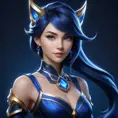 Matte portrait of the beautiful Lyx from League of Legends in dark blue, 8k, Highly Detailed, Intricate, Realistic, Sharp Focus, Volumetric Lighting, Fantasy, Elegant by Stanley Artgerm Lau, WLOP, Stefan Kostic