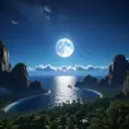 moonrise over the equator, Highly Detailed, Intricate, Cinematic Lighting, Unreal Engine, Radiant, Fantasy