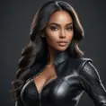 Alluring matte half body portrait of a beautiful Samira wearing tight black leather, 8k, Highly Detailed, Intricate, Realistic, Sharp Focus, Volumetric Lighting, Fantasy, Elegant by Stanley Artgerm Lau, WLOP