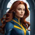 Alluring matte portrait of a beautiful Jean Grey from Xmen in the style of Stefan Kostic, 8k, Highly Detailed, Intricate, Half Body, Realistic, Sharp Focus, Volumetric Lighting, Fantasy, Elegant by Stanley Artgerm Lau, Greg Rutkowski