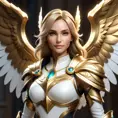 Alluring portrait of a beautiful winged Kayle from League of Legends, 8k, Highly Detailed, Half Body, Photo Realistic, Sharp Focus, Octane Render, Unreal Engine, Volumetric Lighting, Fantasy by Stanley Artgerm Lau, Alphonse Mucha, WLOP