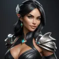 Alluring matte half body portrait of a beautiful Nidalee wearing tight black leather, 8k, Highly Detailed, Intricate, Realistic, Sharp Focus, Volumetric Lighting, Fantasy, Elegant by Stanley Artgerm Lau, WLOP