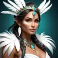 Alluring matte portrait of a beautiful Nidalee wearing feathers, 8k, Highly Detailed, Intricate, Half Body, Realistic, Sharp Focus, Volumetric Lighting, Fantasy, Elegant by Stanley Artgerm Lau, Alphonse Mucha, WLOP