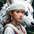 portrait of princess mononoke, 4k, 4k resolution, 8k, Hyper Detailed, Anime by Stanley Artgerm Lau