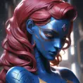 Alluring matte portrait of a beautiful Mystique from Xmen in the style of Stefan Kostic, 8k, Highly Detailed, Intricate, Half Body, Realistic, Sharp Focus, Volumetric Lighting, Fantasy, Elegant by Stanley Artgerm Lau, Greg Rutkowski