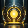 Dark yellow magical portal place, Futuristic, Sci-Fi