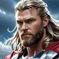 close up god thor, 4k, Highly Detailed, Hyper Detailed, Powerful, Artstation, Vintage Illustration, Digital Painting, Sharp Focus, Smooth, Concept Art by Stanley Artgerm Lau, Greg Rutkowski