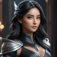 Alluring matte half body portrait of a beautiful Irelia wearing tight black leather, 8k, Highly Detailed, Intricate, Realistic, Sharp Focus, Volumetric Lighting, Fantasy, Elegant by Stanley Artgerm Lau, WLOP