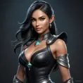 Alluring matte half body portrait of a beautiful Nidalee wearing tight black leather, 8k, Highly Detailed, Intricate, Realistic, Sharp Focus, Volumetric Lighting, Fantasy, Elegant by Stanley Artgerm Lau, WLOP