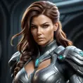 Alluring matte portrait of a fierce and armed Sarah Kerrigan , 8k, Highly Detailed, Intricate, Half Body, Realistic, Sharp Focus, Volumetric Lighting, Fantasy, Elegant by Stanley Artgerm Lau