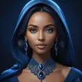 Matte portrait of the beautiful Samira in dark blue, 8k, Highly Detailed, Intricate, Realistic, Sharp Focus, Volumetric Lighting, Fantasy, Elegant by Stanley Artgerm Lau, WLOP, Stefan Kostic