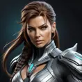 Alluring matte portrait of a fierce and armed Sarah Kerrigan , 8k, Highly Detailed, Intricate, Half Body, Realistic, Sharp Focus, Volumetric Lighting, Fantasy, Elegant by Stanley Artgerm Lau