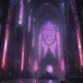 Cyberpunk Cathedral in a dystopian future, Dystopian, Cybernatic and Sci-Fi