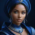 Matte portrait of the beautiful Samira in dark blue, 8k, Highly Detailed, Intricate, Realistic, Sharp Focus, Volumetric Lighting, Fantasy, Elegant by Stanley Artgerm Lau, WLOP, Stefan Kostic