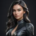 Alluring matte half body portrait of a beautiful Lyx wearing tight black leather, 8k, Highly Detailed, Intricate, Realistic, Sharp Focus, Volumetric Lighting, Fantasy, Elegant by Stanley Artgerm Lau, WLOP