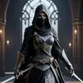 Veiled Assassin with daggers, 8k, Highly Detailed, Artstation, Illustration, Sharp Focus, Unreal Engine, Volumetric Lighting, Concept Art