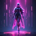 Beautiful woman walking with beatiful and detailed eyes, dynamic pose, slightly athletic beatiful body, Cybernatic and Sci-Fi, Full Body, Cyberpunk, Blade Runner 2049, Neon light effect, Neon, Futurism