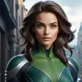 Alluring matte portrait of a beautiful Rogue from Xmen in the style of Stefan Kostic, 8k, Highly Detailed, Intricate, Half Body, Realistic, Sharp Focus, Volumetric Lighting, Fantasy, Elegant by Stanley Artgerm Lau, Greg Rutkowski