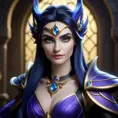 Alluring matte portrait of a beautiful Morgana from League of Legends in the style of Stefan Kostic, 8k, High Definition, Highly Detailed, Intricate, Half Body, Realistic, Sharp Focus, Fantasy, Elegant