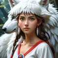 portrait of princess mononoke, 4k, 4k resolution, 8k, Hyper Detailed, Anime by Stanley Artgerm Lau