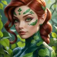 Closeup matte portrait of a tattooed Poison Ivy, 8k, Highly Detailed, Intricate, Artstation, Matte Painting, Sharp Focus, Concept Art by Stanley Artgerm Lau, Greg Rutkowski