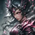 Irelia emerging from the fog of war, ink splash, Highly Detailed, Ink Art, Fantasy, Dark by Stanley Artgerm Lau