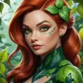 Closeup matte portrait of a tattooed Poison Ivy, 8k, Highly Detailed, Intricate, Artstation, Matte Painting, Sharp Focus, Concept Art by Stanley Artgerm Lau, Greg Rutkowski