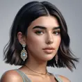 Alluring matte portrait of a beautiful Dua Lipa, 8k, Highly Detailed, Intricate, Half Body, Realistic, Sharp Focus, Volumetric Lighting, Fantasy, Elegant by Stanley Artgerm Lau