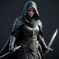 Veiled Assassin with daggers, 8k, Highly Detailed, Artstation, Illustration, Sharp Focus, Unreal Engine, Volumetric Lighting, Concept Art