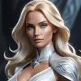 Alluring matte portrait of a beautiful Emma Frost: from Xmen in the style of Stefan Kostic, 8k, Highly Detailed, Intricate, Half Body, Realistic, Sharp Focus, Volumetric Lighting, Fantasy, Elegant by Stanley Artgerm Lau, Greg Rutkowski