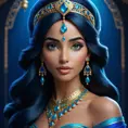 Matte portrait of the beautiful Princess Jasmine in dark blue, 8k, Highly Detailed, Intricate, Realistic, Sharp Focus, Volumetric Lighting, Fantasy, Elegant by Stanley Artgerm Lau, WLOP, Stefan Kostic