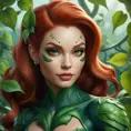 Closeup matte portrait of a tattooed Poison Ivy, 8k, Highly Detailed, Intricate, Artstation, Matte Painting, Sharp Focus, Concept Art by Stanley Artgerm Lau, Greg Rutkowski