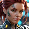Close up of a red haired Sarah Kerrigan with tattoos, 8k, Highly Detailed, Artstation, Bokeh effect, Sharp Focus, Volumetric Lighting, Concept Art by Stanley Artgerm Lau, Greg Rutkowski
