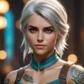 Close up of Ciri with tattoos, 8k, Highly Detailed, Artstation, Bokeh effect, Sharp Focus, Volumetric Lighting, Concept Art by Stanley Artgerm Lau, Greg Rutkowski